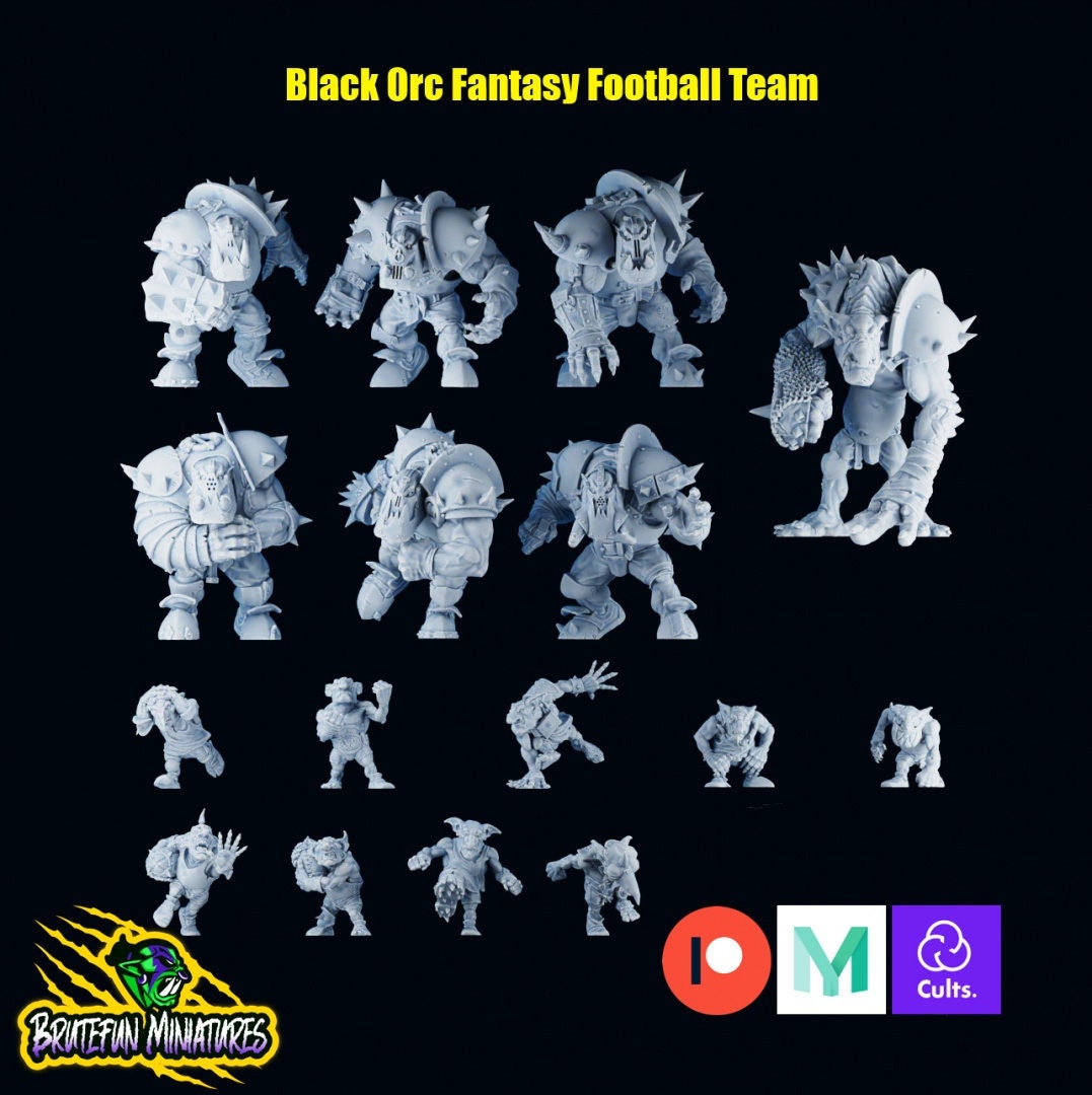 BLACK ORC Brutefun Minatures Fantasy Football FULL Team