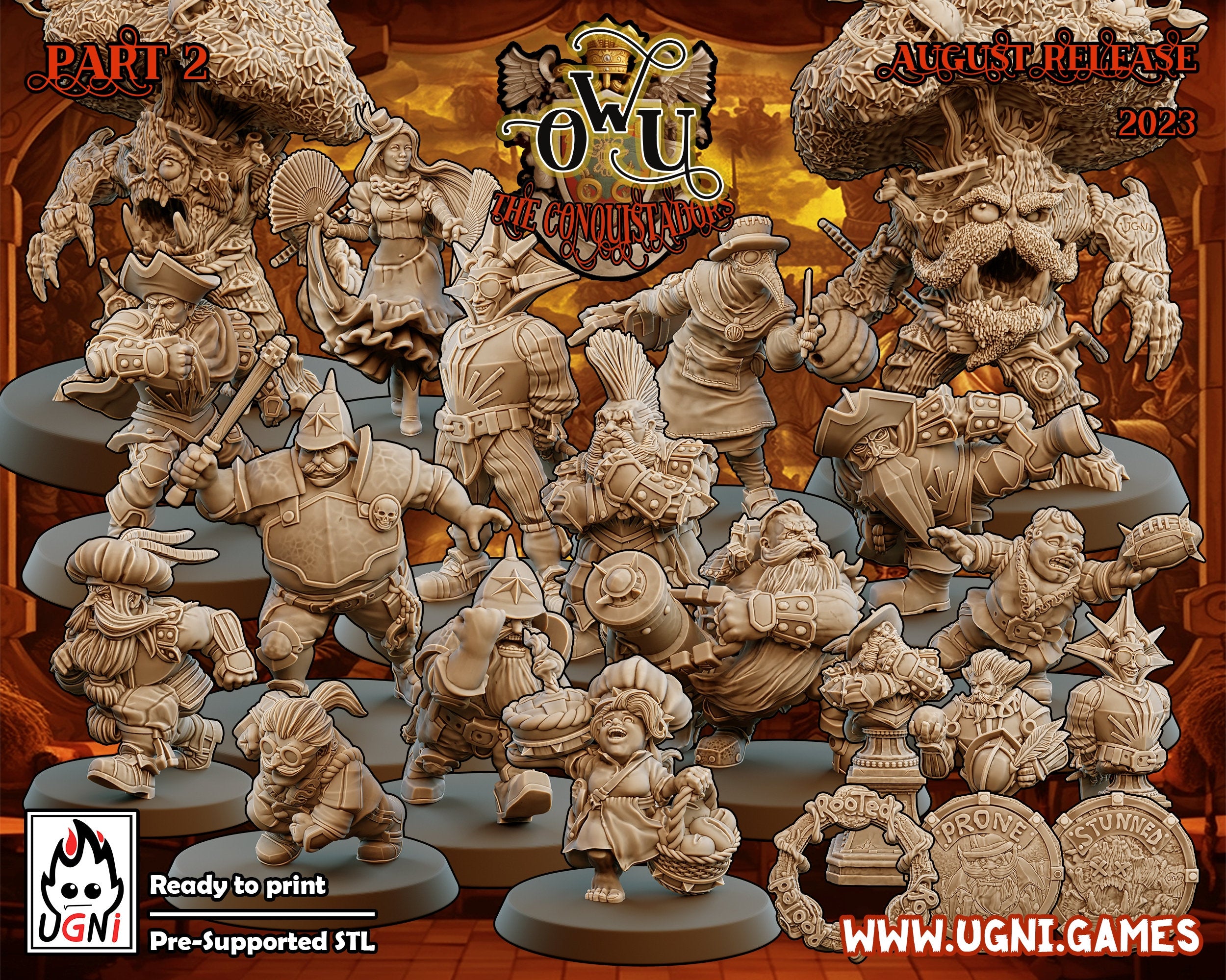 The OWU CONQUISTADORS TEAM Part 2 - Fantasy Football Support Staff and Star Players Ugni Miniatures