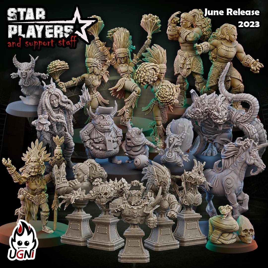Amazon and Norgle STAR PLAYER and SUPPORT staff Ugni Miniatures Fantasy Football