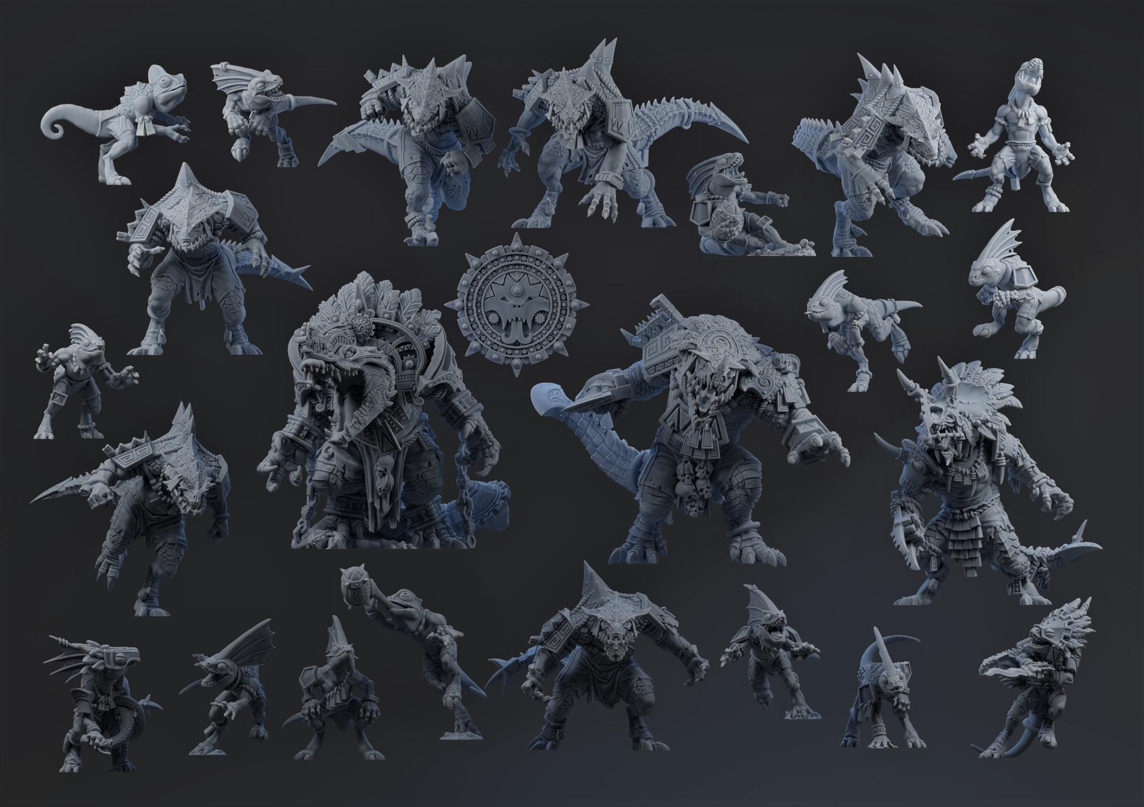THE REPTILEFOLKS LIZARDMEN Team - Brutefun Miniatures - Fantasy Football Full Team