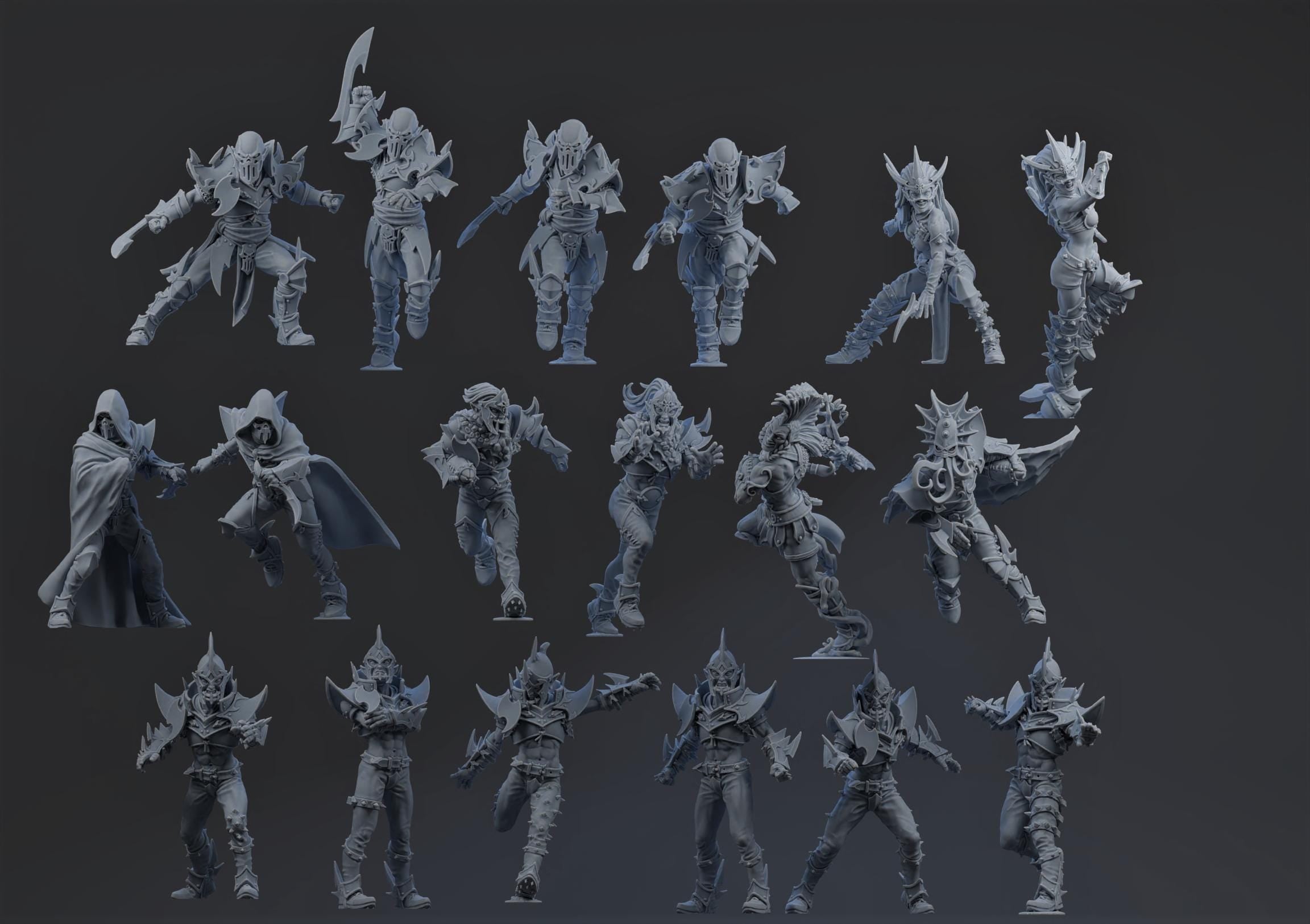 DARK ELVES  - Brutefun Miniatures - Fantasy Football Full Team