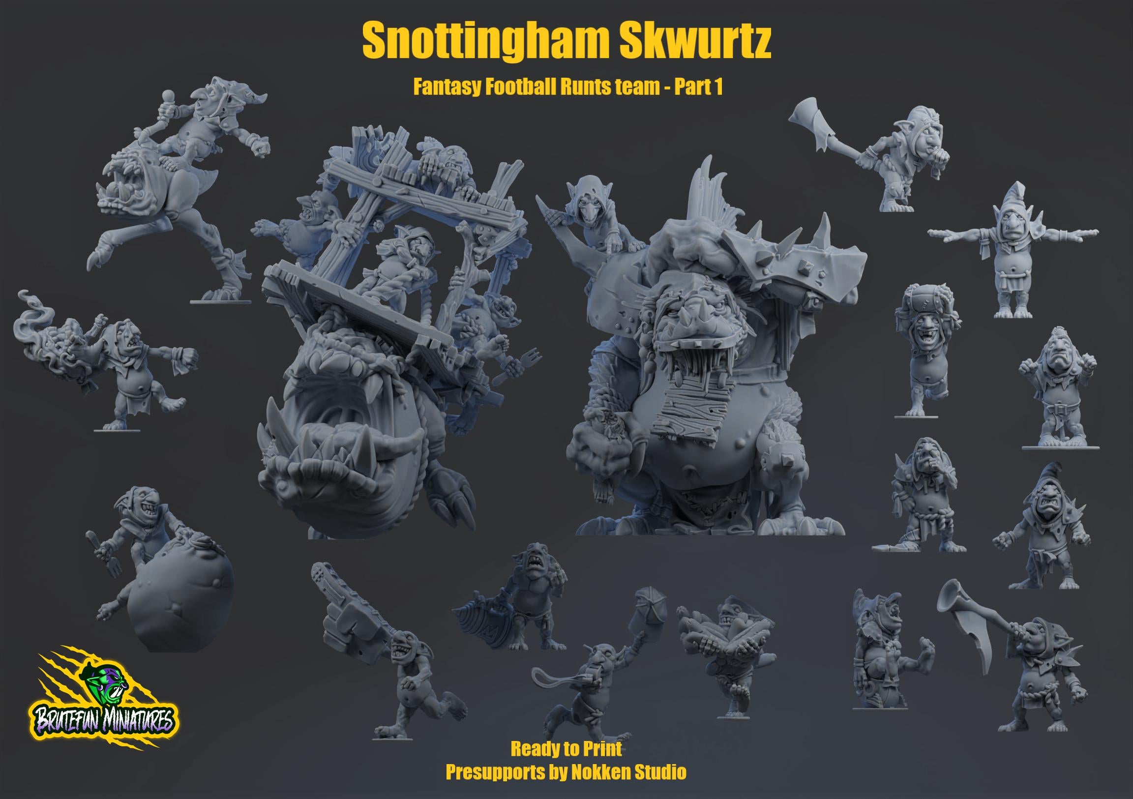 SNOTTINGHAM SKWURTZ  - Brutefun Miniatures - Fantasy Football Full Team