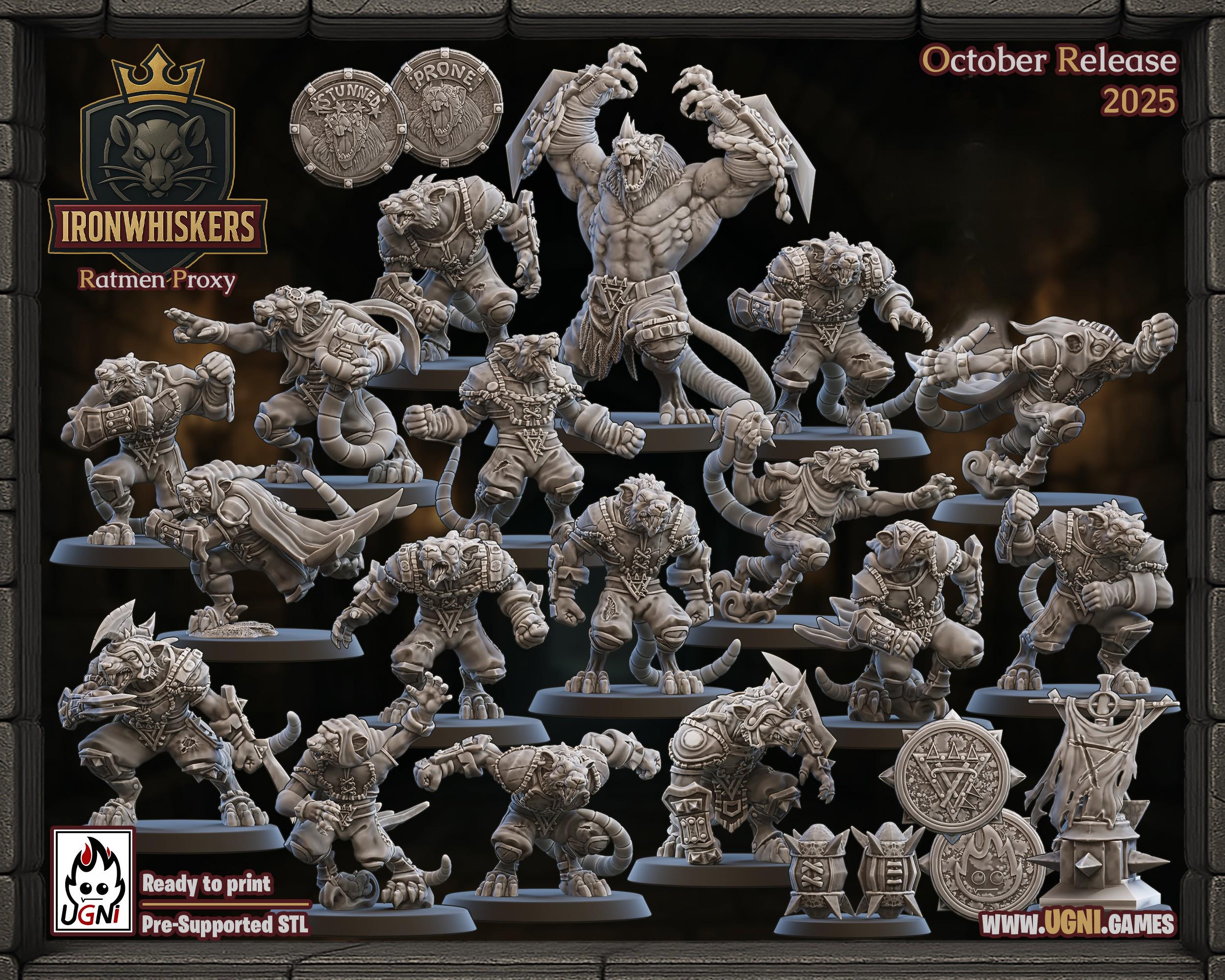 The IRONWHISKERS RATMEN PROXY - Fantasy Football Full Team Ugni Miniatures