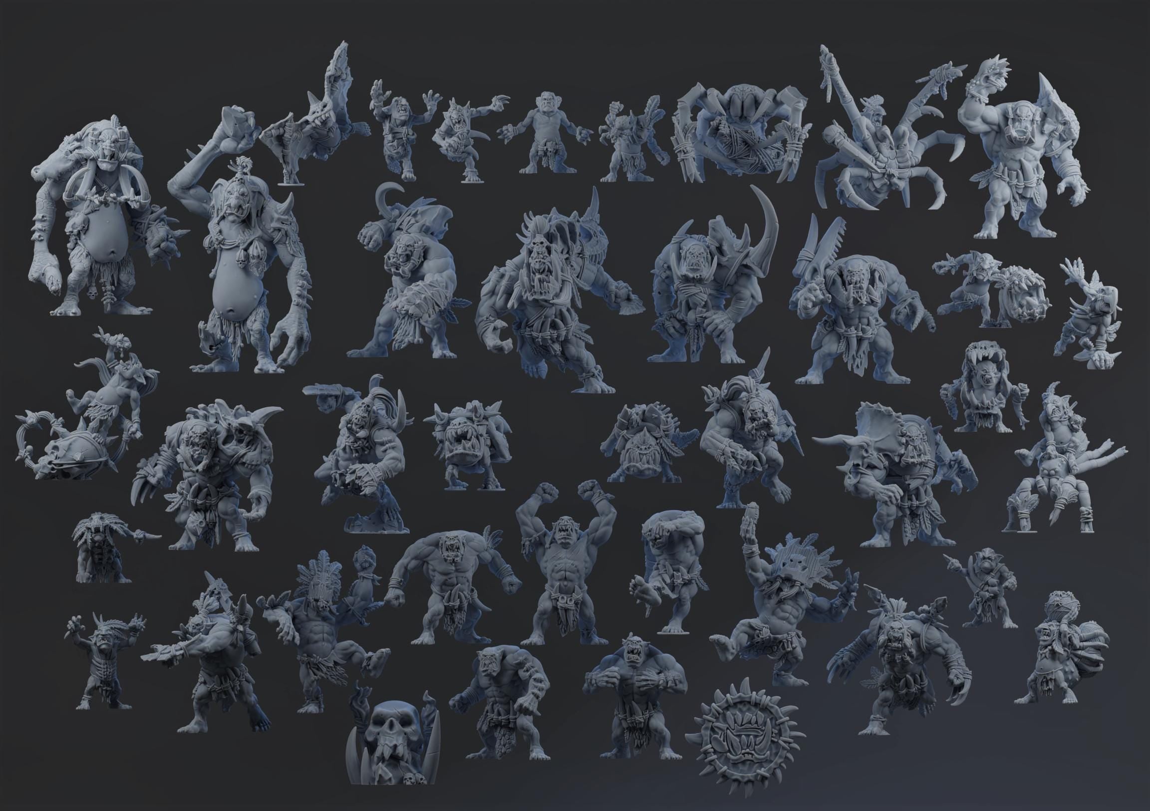 THE KRETACEOUS KRUMPAZ Savage Orcs - Primitive Orcs Team - Brutefun Miniatures - Fantasy Football Full Team