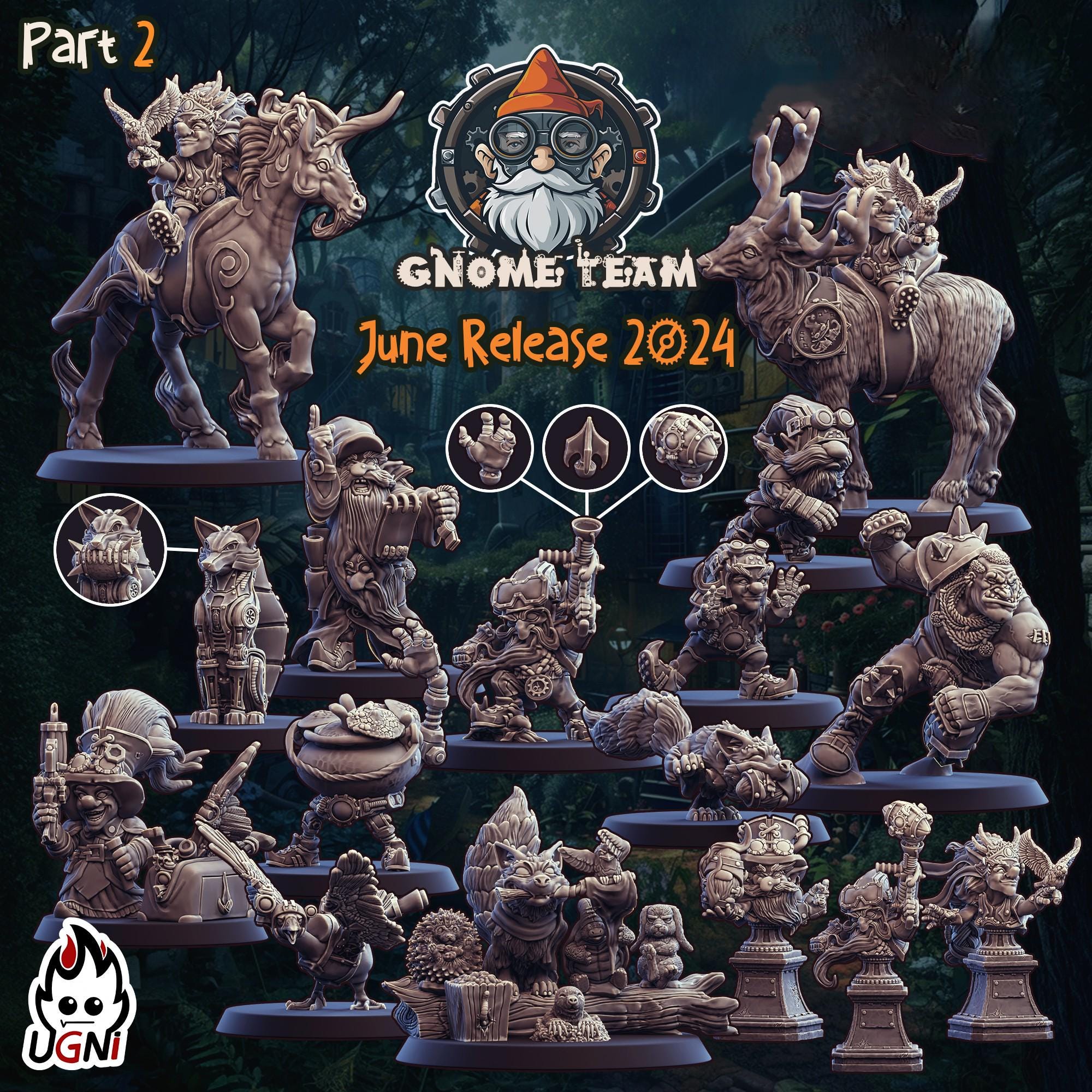 The GNOME STEAMPUNK Team part 2 - Fantasy Football Support Staff and Star Players Ugni Miniatures