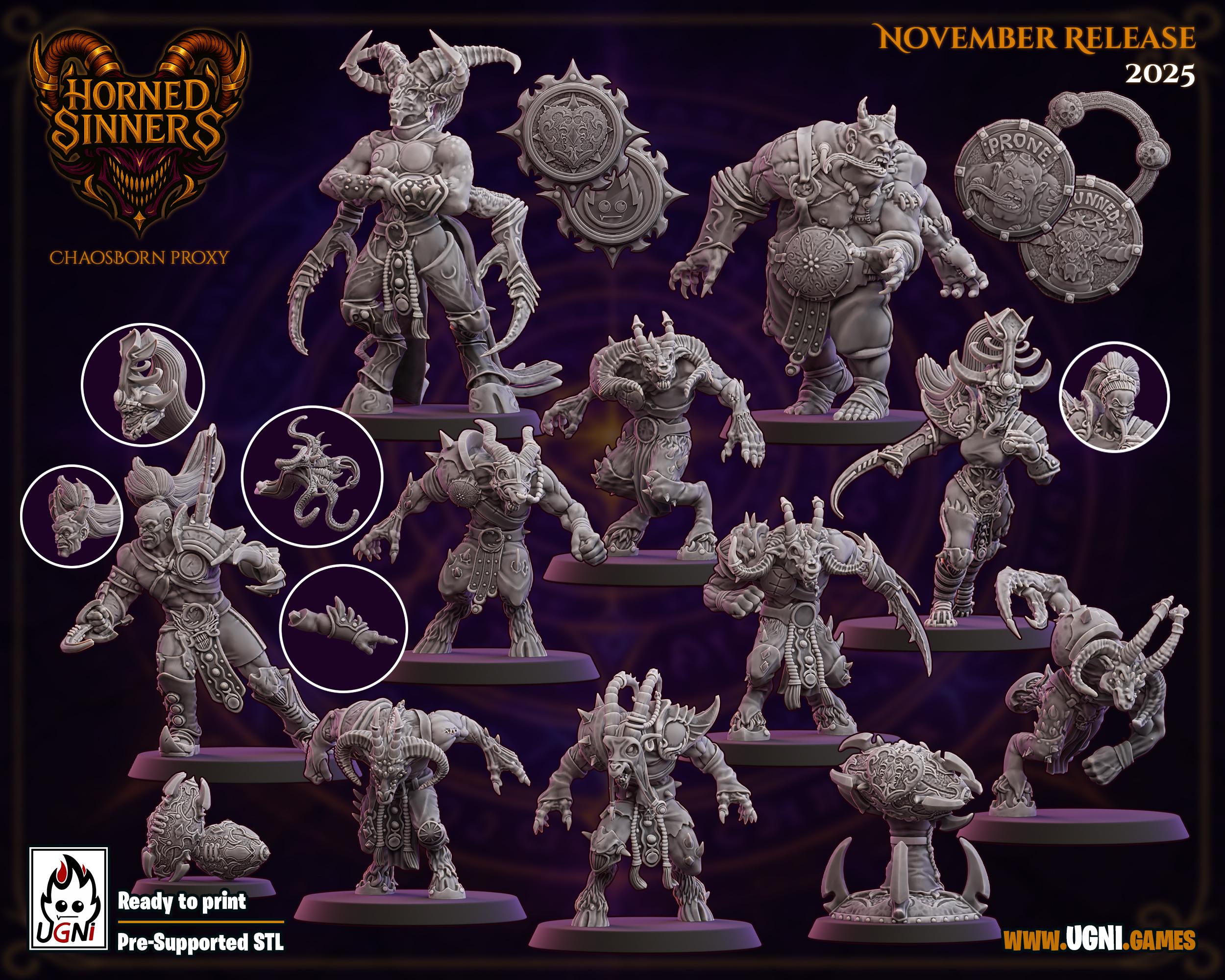 The HORNED SINNERS PT.1 Chaosborn Proxy - Fantasy Football Core Team Ugni Miniatures