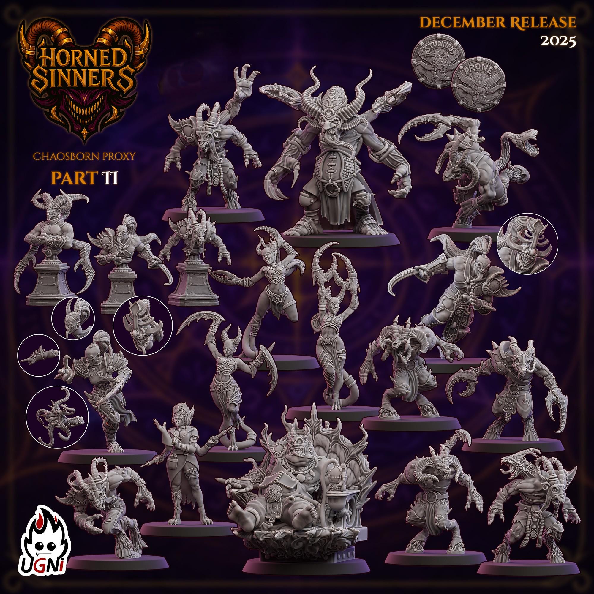 The HORNED SINNERS PT.2 Chaosborn Proxy - Fantasy Football Team Ugni Miniatures